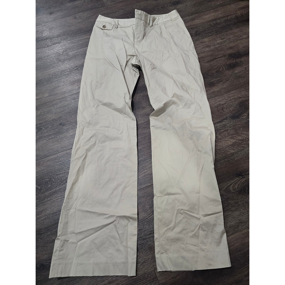 Banana Republic Martin Fit Khaki Wide Leg Stretch Trousers Tan Chinos Womens 10